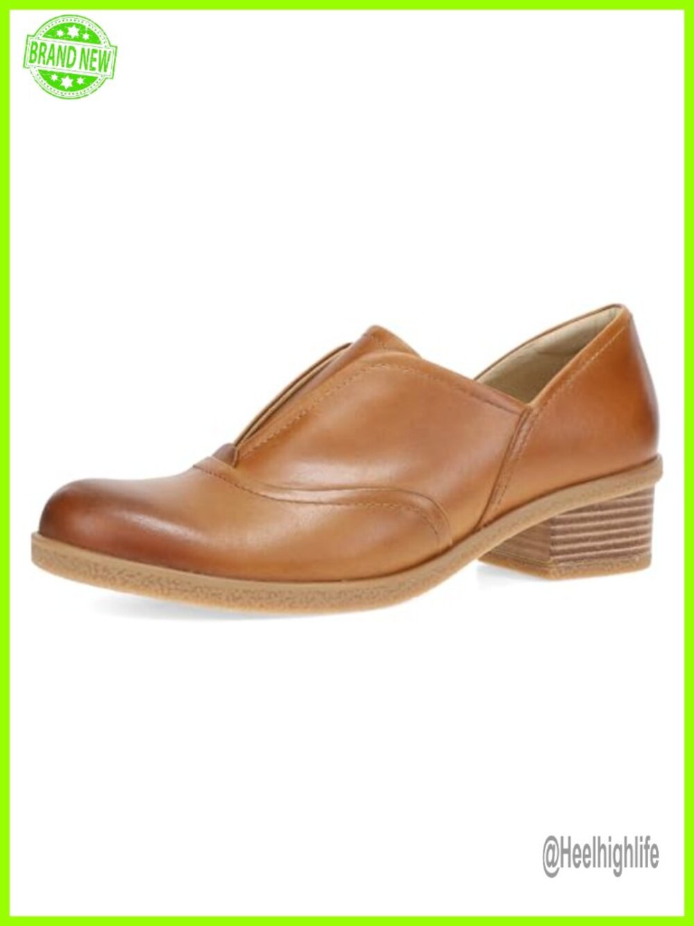 Waterproof Leather Heeled Loafer with Removable Orthotic Footbed